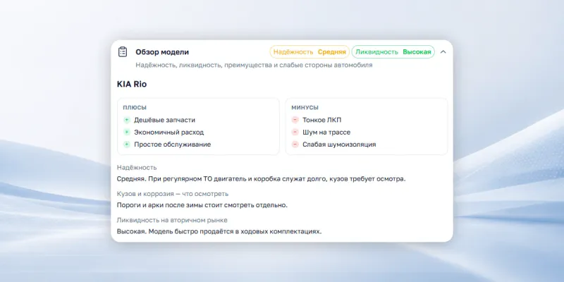 Новый блок "Обзор модели"